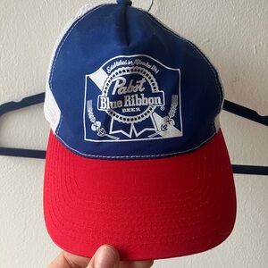 Pabst Blue Ribbon Trucker Hat - Blue & Red